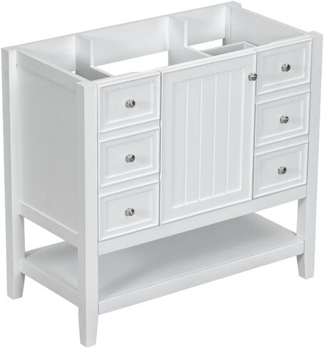 36" Bathroom Vanity with Sink, One Cabinet and Three Drawers, Solid Wood and MDF Board, Green (Old SKU:SY999505AAG-6) (STYLE11) in Kuwait