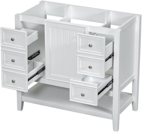 36" Bathroom Vanity with Sink, One Cabinet and Three Drawers, Solid Wood and MDF Board, Green (Old SKU:SY999505AAG-6) (STYLE11) in Kuwait