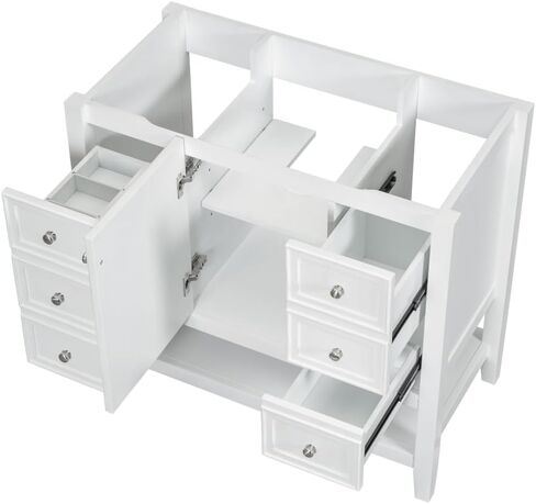 36" Bathroom Vanity with Sink, One Cabinet and Three Drawers, Solid Wood and MDF Board, Green (Old SKU:SY999505AAG-6) (STYLE11) in Kuwait