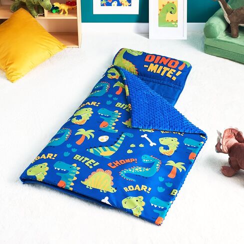 Joiedomi Toddler Nap Mat with Removable Pillow and Blanket Dinosaur Kids Sleeping Mat for Boys Girls in Preschool Kindergarten Daycare Extra Large Roll Up Sleeping Bag Soft Microfiber Slumber Bag in Kuwait