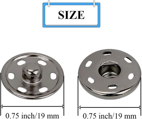 Sew on Snap Buttons Big Metal Snap Fastener Large Sewing Snaps Durable Sewing Press Studs Buttons Snaps for Fabric Clothing 0.75 inch(19 mm) 50 Sets Press Button for Sewing Gun Black Ckyleole in Saudi Arabia