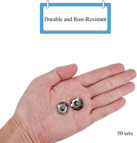 Sew on Snap Buttons Big Metal Snap Fastener Large Sewing Snaps Durable Sewing Press Studs Buttons Snaps for Fabric Clothing 0.75 inch(19 mm) 50 Sets Press Button for Sewing Gun Black Ckyleole in Saudi Arabia