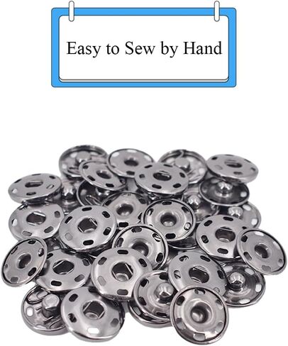 Sew on Snap Buttons Big Metal Snap Fastener Large Sewing Snaps Durable Sewing Press Studs Buttons Snaps for Fabric Clothing 0.75 inch(19 mm) 50 Sets Press Button for Sewing Gun Black Ckyleole in Saudi Arabia