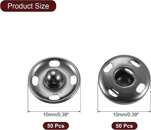 uxcell 50 Sets Sewing Snap Buttons, 10mm Press Buttons Metal Snap Fasteners for Clothes DIY Crafts, Bronze in Saudi Arabia