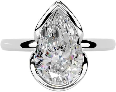 1-5 CT Pear Moissanite Engagement Ring Colorless VVS1 10K 14K 18K Solid Gold, 925 Sterling Silver Half Bezel Set Engagement Ring Christmas Gift For Women (White, Main Stone :- Pear | 3 Carat) in Saudi Arabia