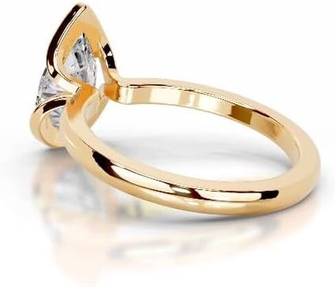 1-5 CT Pear Moissanite Engagement Ring Colorless VVS1 10K 14K 18K Solid Gold, 925 Sterling Silver Half Bezel Set Engagement Ring Christmas Gift For Women (White, Main Stone :- Pear | 3 Carat) in Saudi Arabia