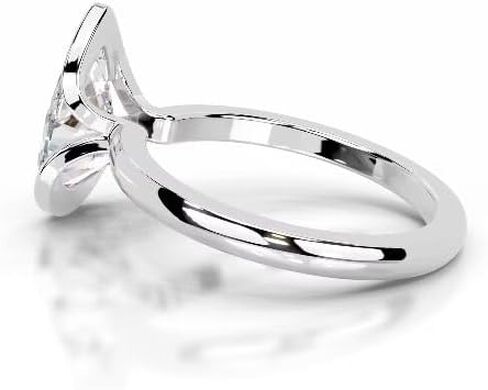 1-5 CT Pear Moissanite Engagement Ring Colorless VVS1 10K 14K 18K Solid Gold, 925 Sterling Silver Half Bezel Set Engagement Ring Christmas Gift For Women (White, Main Stone :- Pear | 3 Carat) in Saudi Arabia