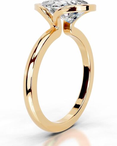 1-5 CT Pear Moissanite Engagement Ring Colorless VVS1 10K 14K 18K Solid Gold, 925 Sterling Silver Half Bezel Set Engagement Ring Christmas Gift For Women (White, Main Stone :- Pear | 3 Carat) in Saudi Arabia