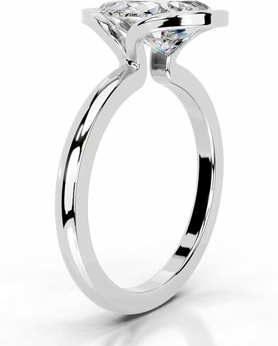 1-5 CT Pear Moissanite Engagement Ring Colorless VVS1 10K 14K 18K Solid Gold, 925 Sterling Silver Half Bezel Set Engagement Ring Christmas Gift For Women (White, Main Stone :- Pear | 3 Carat) in Saudi Arabia