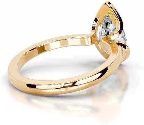 1-5 CT Pear Moissanite Engagement Ring Colorless VVS1 10K 14K 18K Solid Gold, 925 Sterling Silver Half Bezel Set Engagement Ring Christmas Gift For Women (White, Main Stone :- Pear | 3 Carat) in Saudi Arabia