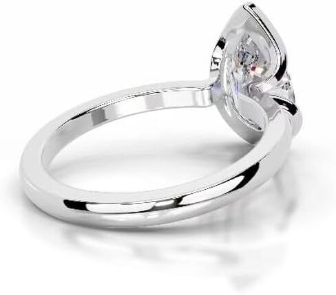1-5 CT Pear Moissanite Engagement Ring Colorless VVS1 10K 14K 18K Solid Gold, 925 Sterling Silver Half Bezel Set Engagement Ring Christmas Gift For Women (White, Main Stone :- Pear | 3 Carat) in Saudi Arabia