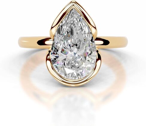 1-5 CT Pear Moissanite Engagement Ring Colorless VVS1 10K 14K 18K Solid Gold, 925 Sterling Silver Half Bezel Set Engagement Ring Christmas Gift For Women (White, Main Stone :- Pear | 3 Carat) in Saudi Arabia