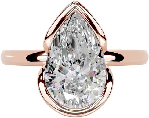1-5 CT Pear Moissanite Engagement Ring Colorless VVS1 10K 14K 18K Solid Gold, 925 Sterling Silver Half Bezel Set Engagement Ring Christmas Gift For Women (White, Main Stone :- Pear | 3 Carat) in Saudi Arabia