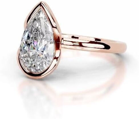 1-5 CT Pear Moissanite Engagement Ring Colorless VVS1 10K 14K 18K Solid Gold, 925 Sterling Silver Half Bezel Set Engagement Ring Christmas Gift For Women (White, Main Stone :- Pear | 3 Carat) in Saudi Arabia