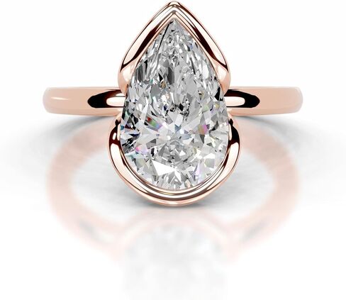 1-5 CT Pear Moissanite Engagement Ring Colorless VVS1 10K 14K 18K Solid Gold, 925 Sterling Silver Half Bezel Set Engagement Ring Christmas Gift For Women (White, Main Stone :- Pear | 3 Carat) in Saudi Arabia