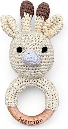 Crochet Animal Baby Baby حشرجة الموت - حلقة خشبية | خيارات الفيل والفلفو والزرافات الشخصية in Saudi Arabia