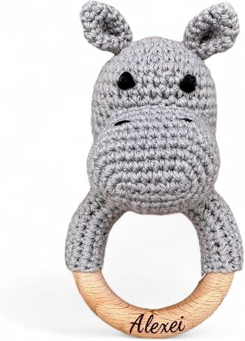 Crochet Animal Baby Baby حشرجة الموت - حلقة خشبية | خيارات الفيل والفلفو والزرافات الشخصية in Saudi Arabia