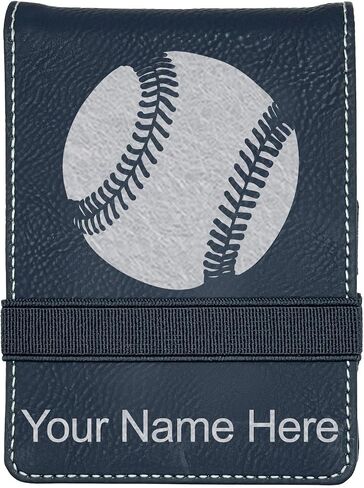 LaserGram Mini Padfolio with Notepad and Pen, Baseball Ball, Personalized Engraving Included (Black with Silver) in Saudi Arabia