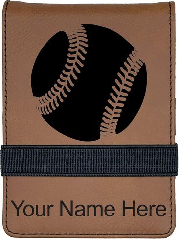 LaserGram Mini Padfolio with Notepad and Pen, Baseball Ball, Personalized Engraving Included (Black with Silver) in Saudi Arabia