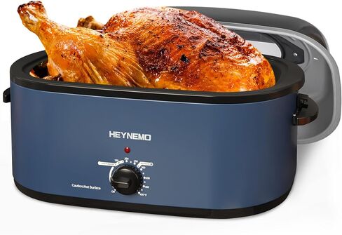 Roaster Oven 28 Quart, Electric Roaster Pan with Visible & Self-Basting Lid, Large Stainless Steel Electric Turkey Roaster Oven Defrost Warm Function, Removable Pan Rack, Fits Turkeys Up to 30LB in Kuwait