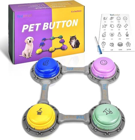 Cat Button Talk Kit ، 4 Pack Pet Talking Button Set ، زر التحدث للقطط والكلاب ، صناديق تدريب على الحيوانات الأليفة القابلة للتسجيل في 30S (4Packs]) in Saudi Arabia