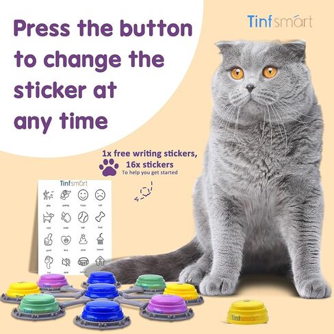 Cat Button Talk Kit ، 4 Pack Pet Talking Button Set ، زر التحدث للقطط والكلاب ، صناديق تدريب على الحيوانات الأليفة القابلة للتسجيل في 30S (4Packs]) in Saudi Arabia