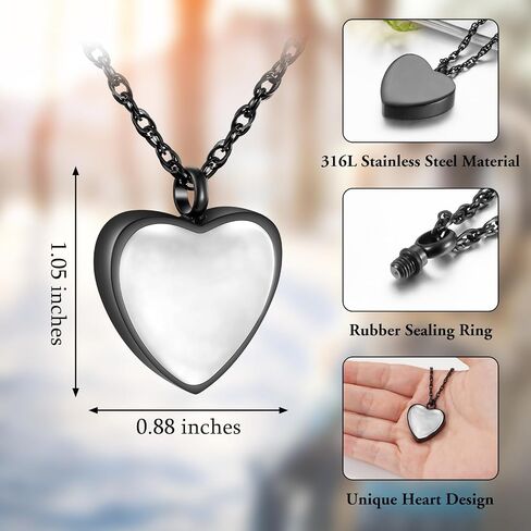 Heart Urn Necklace for Pet Ashes Cremation Jewelry for Ashes Ash Necklace for Dog Cat Ash Cremation Memorial Gift-Silver in Saudi Arabia