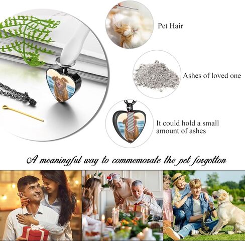 Heart Urn Necklace for Pet Ashes Cremation Jewelry for Ashes Ash Necklace for Dog Cat Ash Cremation Memorial Gift-Silver in Saudi Arabia