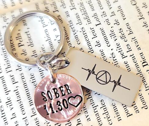 Personalized SOBER Sobriety, AA, NA, Sober Anniversary Key Chain, Sober Gift, Clean and Sober Life, Recovery Coin, Lucky Penny in Saudi Arabia