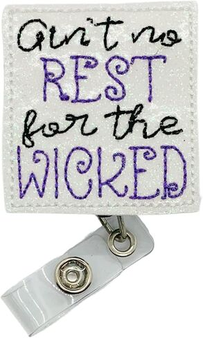Ain't No Rest for The Wicked Badge Reel, Retractable Funny Halloween ID Holder, Witch Name Tag Clip (carabiner) in Saudi Arabia
