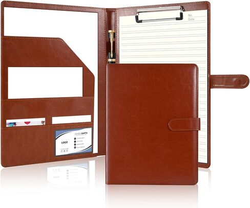 Professional Portfolio Binder with Clipboard, Faux Leather Padfolio Organizer for Resume, Interview Business Conference, Legal Pad Holder for A4 Letter Size Notepad with Multi-Pocket Storage (Black) in Kuwait