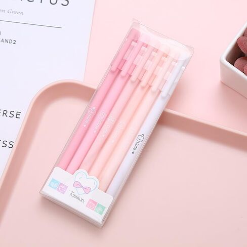Creative Morandi Color Neutral Pen, Box Set of 6 Water Pens, 0.5mm Black Ink Pen, Retro Stationery Office Supplies Signature Pen (Pink Series) in Saudi Arabia