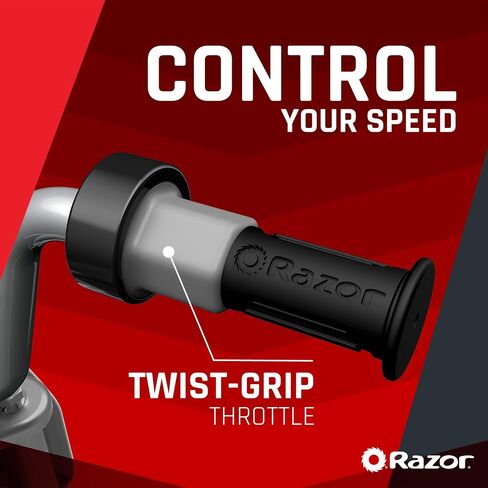 دراجة Razor MX350 Dirt Rocket الكهربائية للطرق الوعرة للأعمار من 13 عامًا فما فوق، مدة ركوب متواصلة تصل إلى 30 دقيقة، إطارات مملوءة بالهواء مقاس 12 بوصة، فرامل خلفية تعمل يدويًا، صمام خانق ملتوي، محرك يعمل بالسلسلة in Saudi Arabia