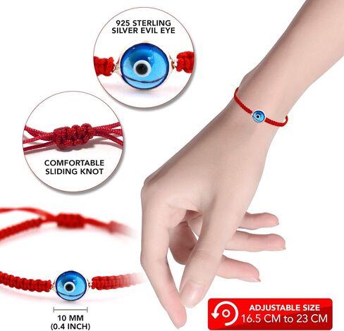 Turkish Evil Eye Bracelets Adjustable Evil Eye Jewelry for Men & Women in Black/Red Macrame String Bracelet - Ojo Turco - Lucky Protection Bracelet Gift for Mom Dad Sister Brother Boyfriend Girlfriend in Saudi Arabia