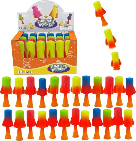 قفز Rockets Light Up Poppers - Spring Launcher Lade Toys for Kids - Favors Party ، وجائزة المدرسة ، وحشو حقيبة Goodie ، وتفوق على أعياد الميلاد - ألعاب الأولاد والبنات ، وحزمة 24 in Kuwait