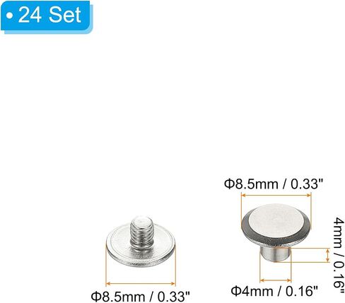 PATIKIL 24 Sets Chicago Screws, 4x4mm(DxH) Chicago Screws Phillips Binding Post Screw Bolts Leather Rivets 304 Stainless Steel Fasteners for Leather Belt Scrapbook Photo Albums, Silver in Saudi Arabia