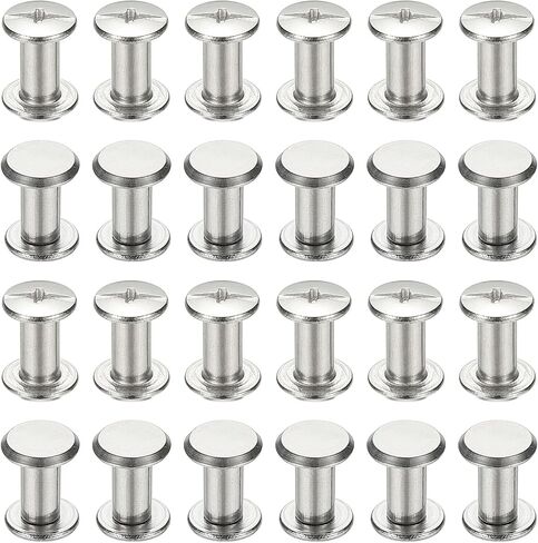 PATIKIL 24 Sets Chicago Screws, 4x4mm(DxH) Chicago Screws Phillips Binding Post Screw Bolts Leather Rivets 304 Stainless Steel Fasteners for Leather Belt Scrapbook Photo Albums, Silver in Saudi Arabia