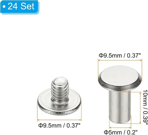 PATIKIL 24 Sets Chicago Screws, 4x4mm(DxH) Chicago Screws Phillips Binding Post Screw Bolts Leather Rivets 304 Stainless Steel Fasteners for Leather Belt Scrapbook Photo Albums, Silver in Saudi Arabia
