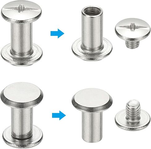 PATIKIL 24 Sets Chicago Screws, 4x4mm(DxH) Chicago Screws Phillips Binding Post Screw Bolts Leather Rivets 304 Stainless Steel Fasteners for Leather Belt Scrapbook Photo Albums, Silver in Saudi Arabia