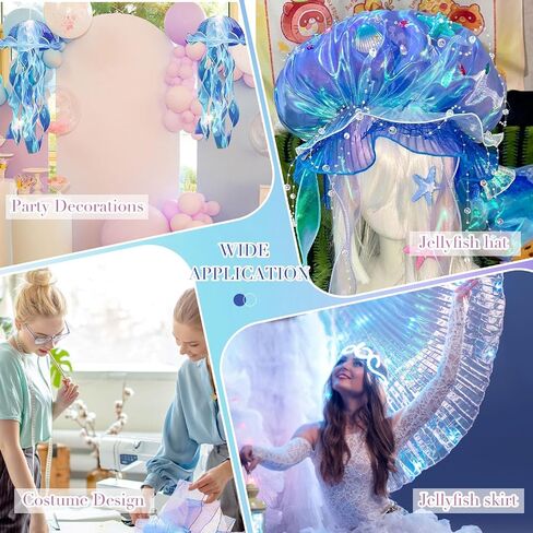 Newwiee 15 Yards Ruffle Pleated Chiffon Trim Organza Ruffled Fabric Chiffon Ribbon Pleated Lace Fabric Trim for Jellyfish Lanter Skirt Sewing Bag Costume Decoration Trimming Craft Gift(Iridescent) in Kuwait