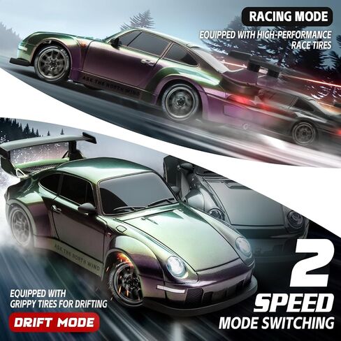 RC Drift Car, 1:24 Scale Remote Control Vehicle with LED Lights, 2.4GHz 20KM/H 4WD High Speed RC Cars, Drifting Tires＆Two Batteries, Racing Sports Toy Idea Gift for Adults Boys Girls and Kids in Saudi Arabia