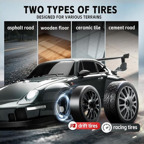 RC Drift Car, 1:24 Scale Remote Control Vehicle with LED Lights, 2.4GHz 20KM/H 4WD High Speed RC Cars, Drifting Tires＆Two Batteries, Racing Sports Toy Idea Gift for Adults Boys Girls and Kids in Saudi Arabia