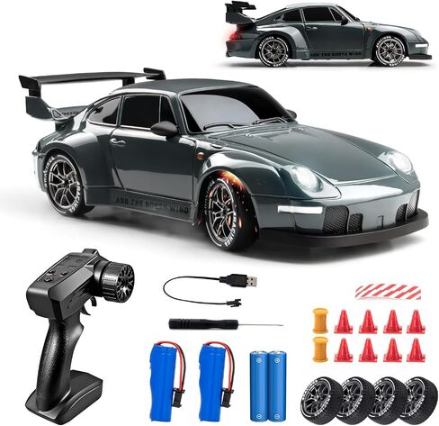 RC Drift Car, 1:24 Scale Remote Control Vehicle with LED Lights, 2.4GHz 20KM/H 4WD High Speed RC Cars, Drifting Tires＆Two Batteries, Racing Sports Toy Idea Gift for Adults Boys Girls and Kids in Saudi Arabia