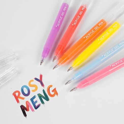 ROSYMENG 10 Colors Acrylic Gel Pens Set, Big-Capacity Ink Acrylic Paint Pen for Adults Coloring Books, Waterproof Paint Markers for Canvas, Rock, Wood, Drawing Doodling, Ceramic, Fabric, DIY Crafts in Kuwait