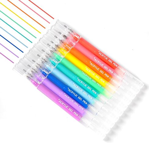 ROSYMENG 10 Colors Acrylic Gel Pens Set, Big-Capacity Ink Acrylic Paint Pen for Adults Coloring Books, Waterproof Paint Markers for Canvas, Rock, Wood, Drawing Doodling, Ceramic, Fabric, DIY Crafts in Kuwait