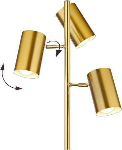 Tree Floor Lamp with 3 Light Bulbs,Gold Standing Tall Pole Lamp with 3 Adjustable Rotating Lights,Farmhouse Floor Lamp for Living Room Bedroom Office,Vintage Standing Lamp 9W E26 LED Bulbs Included in Kuwait