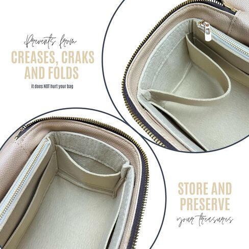 Nice bb Organizer Insert Nice Mini Vanity Organizer Nice Makeup Bag Case Liner Protector Premium Felt Customizable Handmade (Nice Mini, Beige) in Saudi Arabia