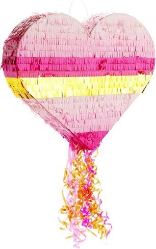 Sparkle and Bash Pull String Heart Pinata for Birthday Party, Rose Gold Foil Decorations (15.7 x 13 x 3 In, Small) in Kuwait