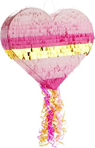Sparkle and Bash Pull String Heart Pinata for Birthday Party, Rose Gold Foil Decorations (15.7 x 13 x 3 In, Small) in Kuwait