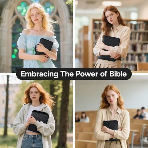 غطاء للكتاب المقدس القابل للتعديل مع 75 علامات تبويب للكتاب المقدس - حالة غلاف الكتاب المقدس للنساء - مقاومة للماء ، قضية الكتاب المقدس القابلة للغسل ， هدايا مسيحية قابلة لإعادة الاستخدام للنساء (الأسود ، ل) in Kuwait